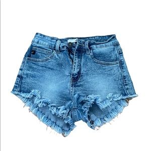 Light wash high waist denim shorts